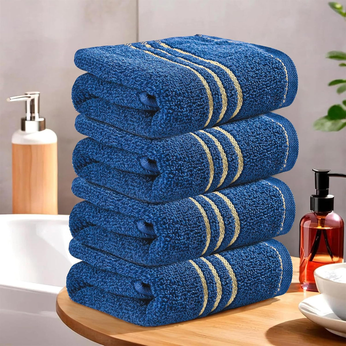 Kuber Industries Soft Cotton Face Towel 600 Gsm | Easily Washable Face Towels (Dark Blue) - Pack Of 4