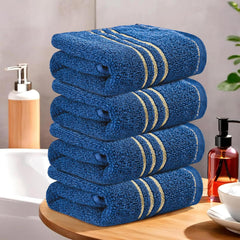 Kuber Industries Soft Cotton Face Towel 600 Gsm | Easily Washable Face Towels (Dark Blue) - Pack Of 4