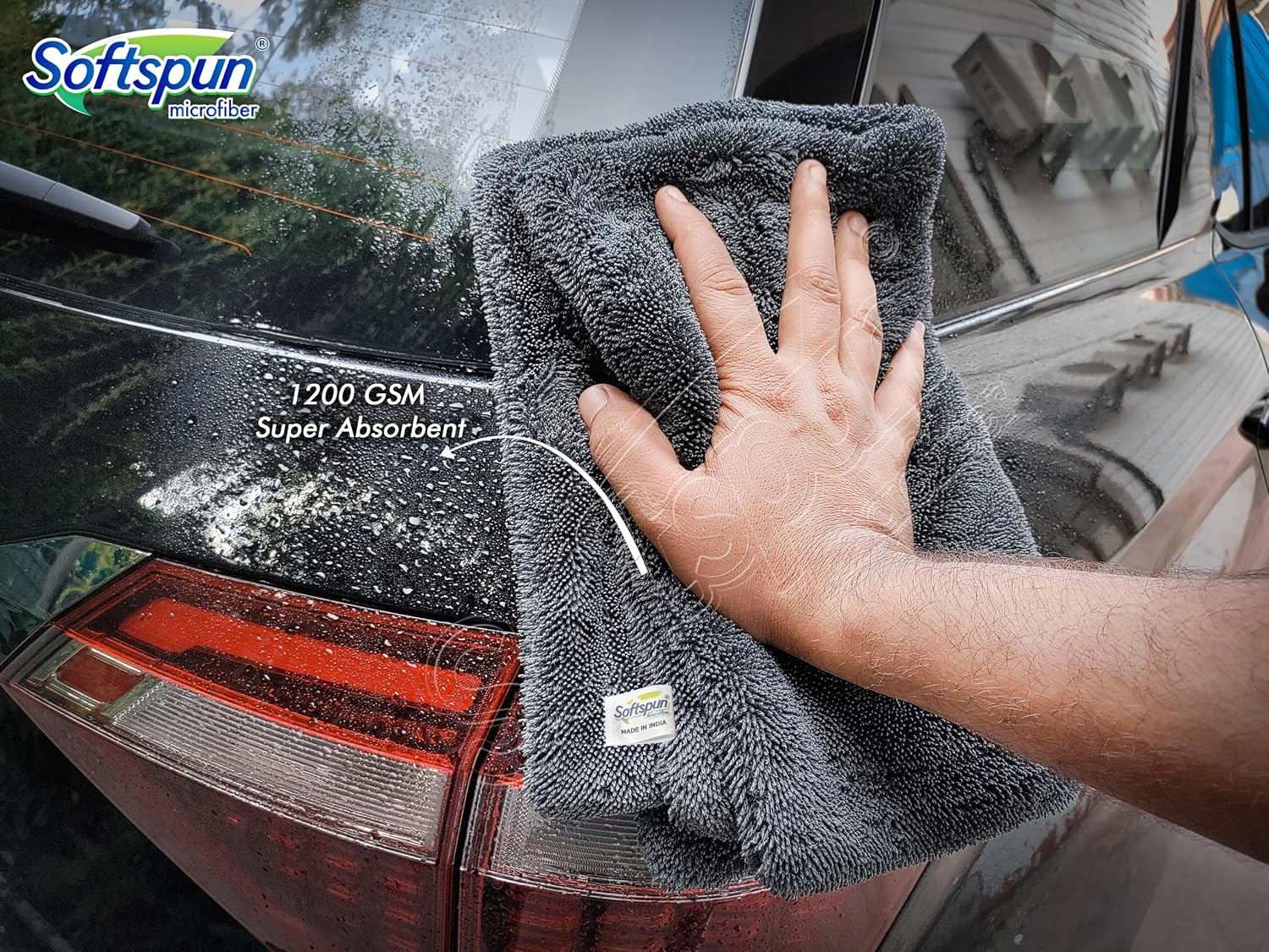 Softspun Microfiber Cloth Towel 400 Gsm | Extra Thick Microfiber Cleaning Cloths Perfect For Bike, Auto, Cars Both Interior & Exterior (Grey)- Pack Of 1