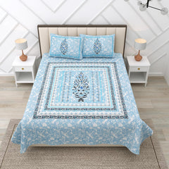 Suitable For King Size Bedsheet With 2 Pillow Cover - 90 X 108 Inches, Light Blue | Soft, Breathable & Skin-Friendly Feel For Year-Round Comfort