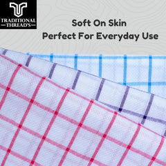 Traditional Thread'S 100% Cotton Large Size Bath Towel 520 Gsm | Ultra Soft, Absorbent, Light Weight & Quick Dry Towel For Bath, Travel, Gym, Beach | Set Of 3