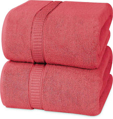 Rewop Microfiber Bath Towels 1200 Gsm | Large Size-Super Soft Coral Fleece Bathing Towel With Hook Quick Dry Super Absorbent-Bath Towel For Men & Women (Red)- Pack Of 2