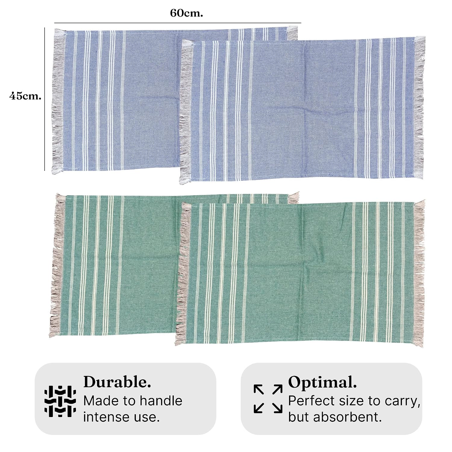 Indihaus Premium Cotton Hand Towel 310 Gsm | Soft, Absorbent, Multi-Purpose Towel Set | Ocean Teal & Blue (Set Of 4)
