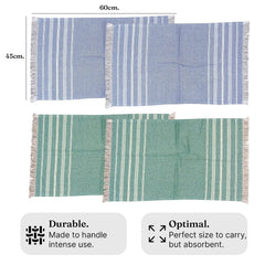 Indihaus Premium Cotton Hand Towel 310 Gsm | Soft, Absorbent, Multi-Purpose Towel Set | Ocean Teal & Blue (Set Of 4)