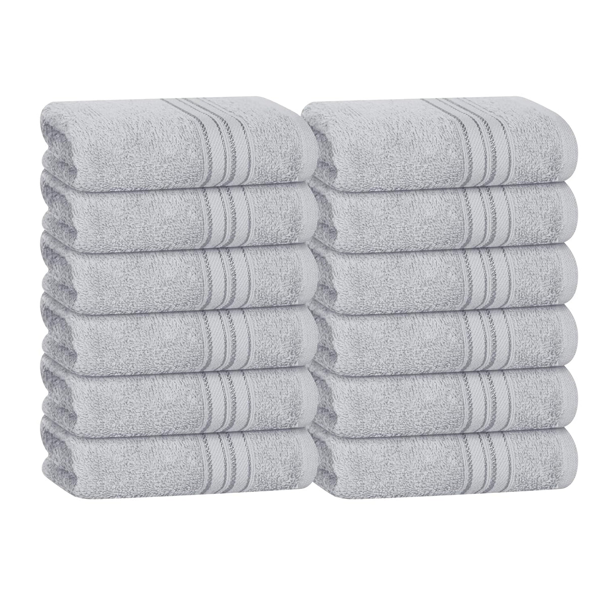 Boutiquo Ultra Soft 100% Cotton Washcloths 1800 Gsm | Contains Face Cloths Compact & Lightweight Multi Purpose Washcloths - Light Grey (12 Piece)