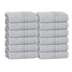 Boutiquo Ultra Soft 100% Cotton Washcloths 1800 Gsm | Contains Face Cloths Compact & Lightweight Multi Purpose Washcloths - Light Grey (12 Piece)