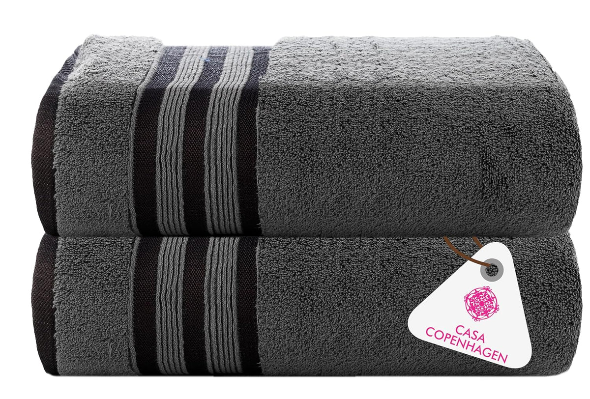 Casa Copenhagen Egyptian Cotton Exotic Hand Towel 400 Gsm (Pebble Pine Grey)- 2 Pcs