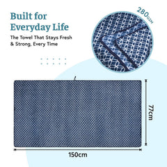 Kuber Industries Microfiber Bath Towel 350 Gsm | Large Size Soft Quick Dry & Absorbent Shower Bath Towel (Circle) - Blue
