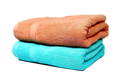 Space Fly Cotton Luxury Bath Towels 1200 Gsm (Peach & Sea Green)- Pack Of 2