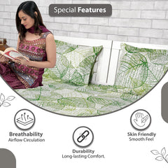 King Size Double Bedsheet With 2 Pillow Covers - 108 X 108 Inches, Sage Green | Soft & Durable For Everyday Use - All Season Comfort