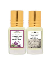 Menjewell Lavender Love + White Oudh Attar Perfume 2x 0.17 Fl.oz. Pack Of 2 | Unisex Fragrance | Long Lasting