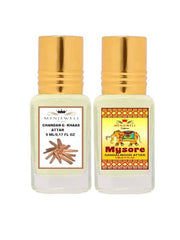 Menjewell Chandan-E-Khaas + Mysore Sandalwood Attar 5ml 0.17 Fl.oz. Each Pack Of 2 Unisex Fragrance | Finest Pure Perfume | No Alcohol