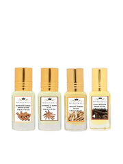 Menjewell Refreshing Sandalwood+ Chandan-E-Khaas+ Mysore Sandal+ Oudh Wooden Attar Perfume 5ml 0.17 Fl.oz. Each Pack Of 4 | Unisex Fragrance Alcohol Free