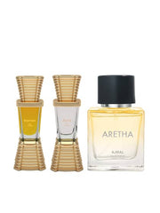 Ajmal Aura & Impress Concentrated Perfume Oil Alcohol-free Attar 10ml For Unisex And Aretha Eau De Parfum 50ml 1.6 Fl.oz. For Men & Women