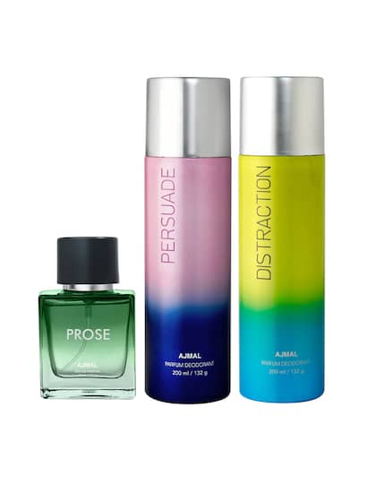 Ajmal Distraction & Persuade Deodrant 200ml 6.7 Fl.oz. + Prose Eau De Parfum 50ml 1.6 Fl.oz. For Unisex | Pacl Of 3