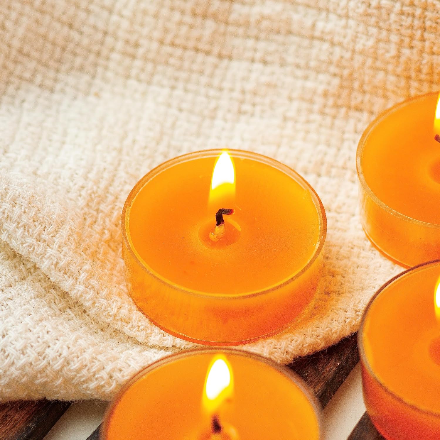 AMBER QUARTZ & OUDH | SOY WAX ACRYLIC TEALIGHT CANDLE PACK OF 12 | TIME 4 HOURS