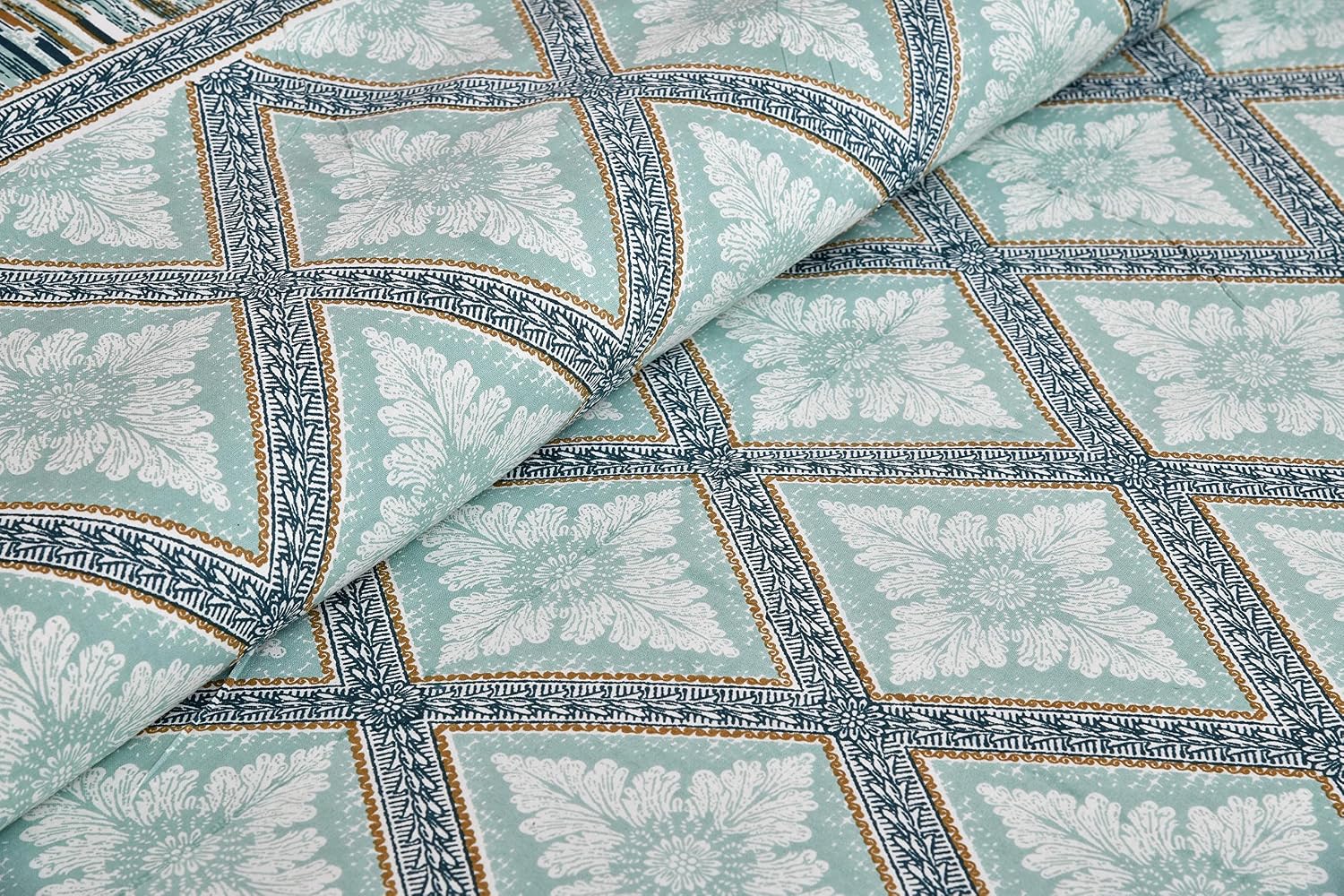 Printed Cotton King Size Bedsheet With 2 Pillow Cover - 90 X 108 Inches, Teal | Long Lasting Softness | Ideal For Regular Home Use | 144 Thread Count
