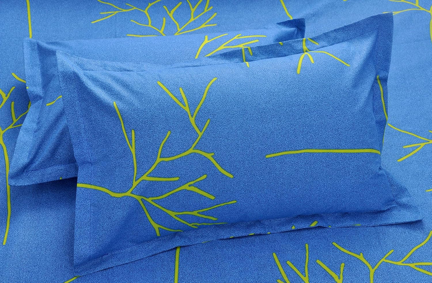 Queen Size For Bedsheet With 2 Pillow Covers - 88 X 96 Inches, Blue & Green | Soft & Comfortable Sleep Experience | Machine Wash In Cold Water