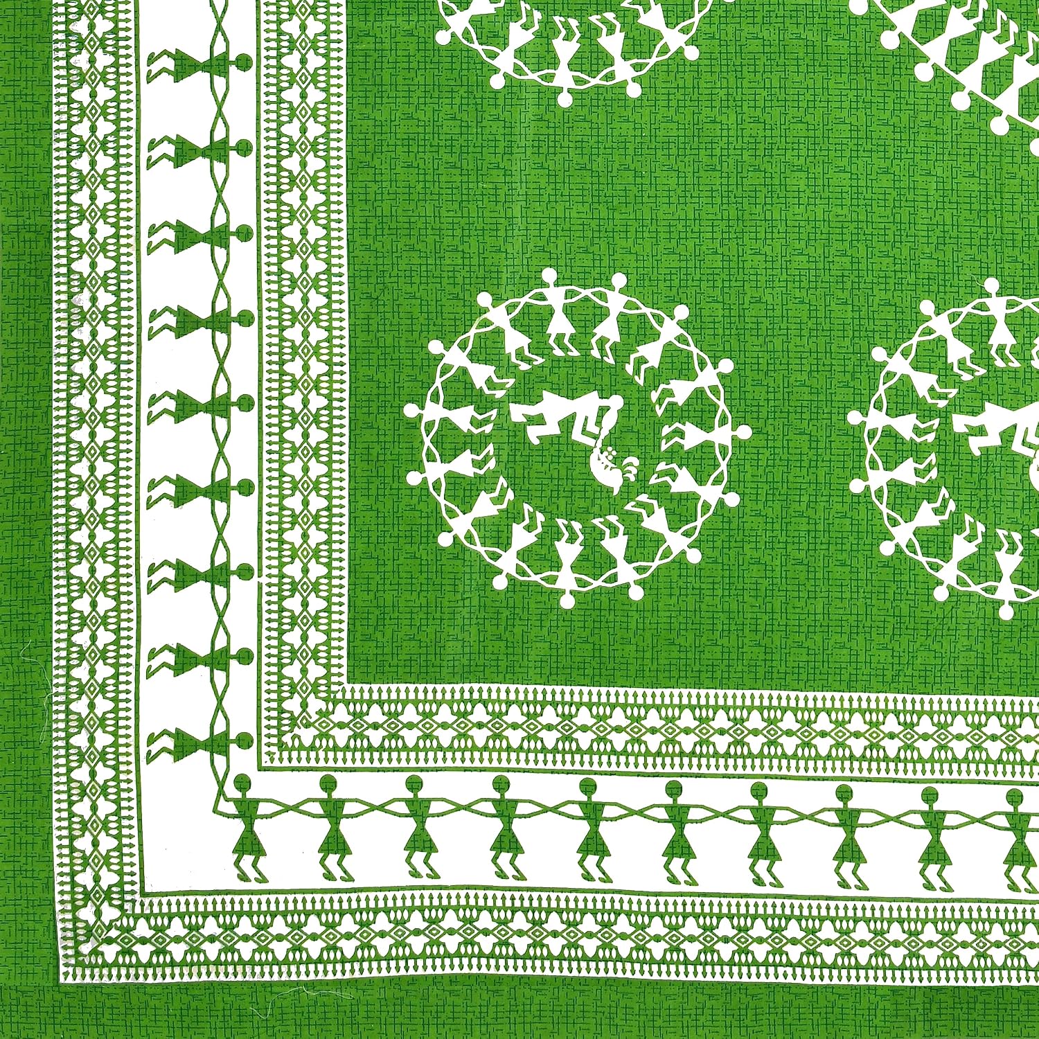 Printed Double Bedsheets For King Size With Tow Matching Pillow Covers - 90 X 100 Inches, Green & White | Comfort Jaipuri Collection Bedsheet - Suitable For All Seasons