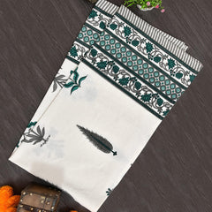 Easygoods Waffle Bath Towel Beautiful Pure Cotton Hand Block Printed Soft Water Absorbent Floral Printed Towels 250 Gsm (Garden Green)