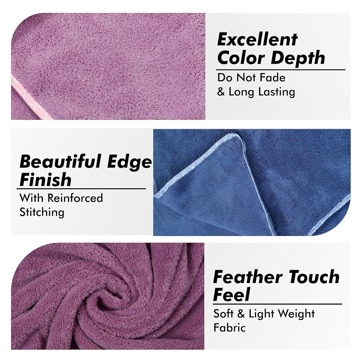 Urbanleaf Microfiber Large Bath Towel Quick Dry Super Absorbent Bath Towel | Towel For Bath, Travel, Gym, Beach, Pool & Yoga (Navy Blue & Purple)