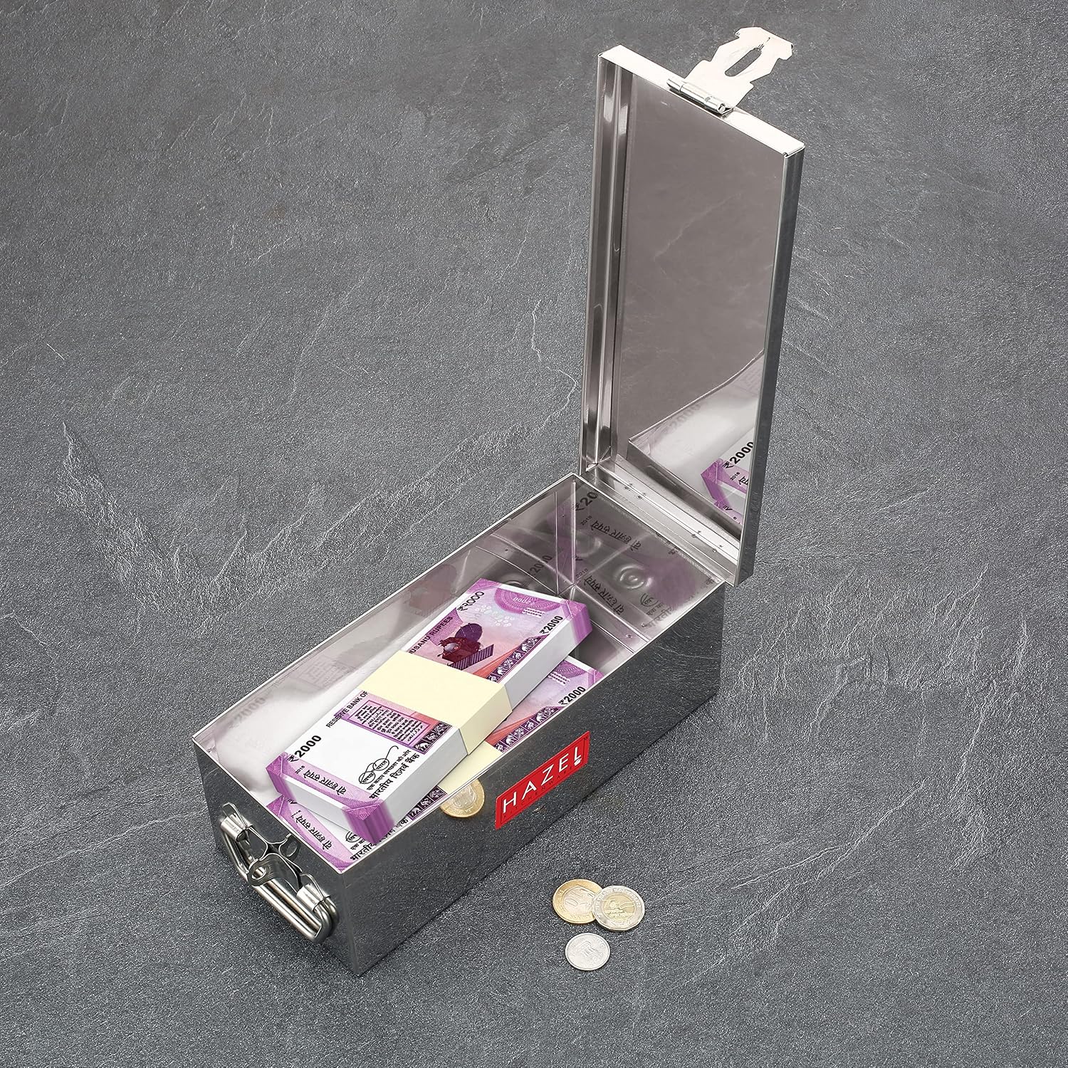 Stainless Steel Jewellery Box Organisers For Women, Cash Box For Home & Shop Counter With Locking System & Glossy Finish, Small, Special Feature - Portable