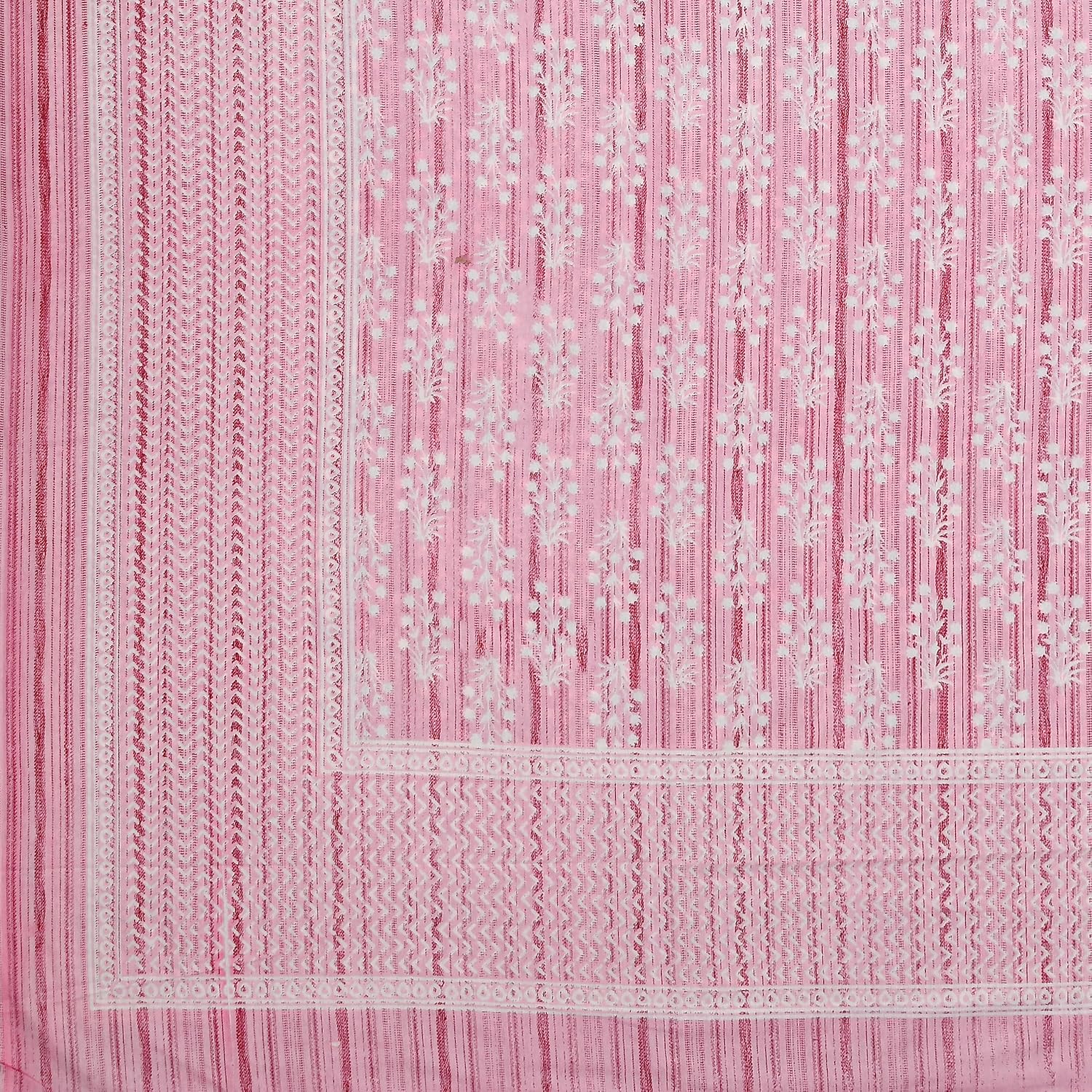 King Size Bedsheet With 2 Pillow Cover - 90 X 108 Inches, Pink & White | Light Weight & Easy To Wash At Home | Resistant For An All-Season Use