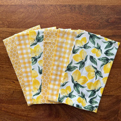 Oak & Lily 100% Cotton Kitchen Napkins Dish Towels 450 Gsm | Premium European Quality Washable, Large Size Kitchen Cloth For Roti, Cleaning, Drying | Yellow (Set Of 6)