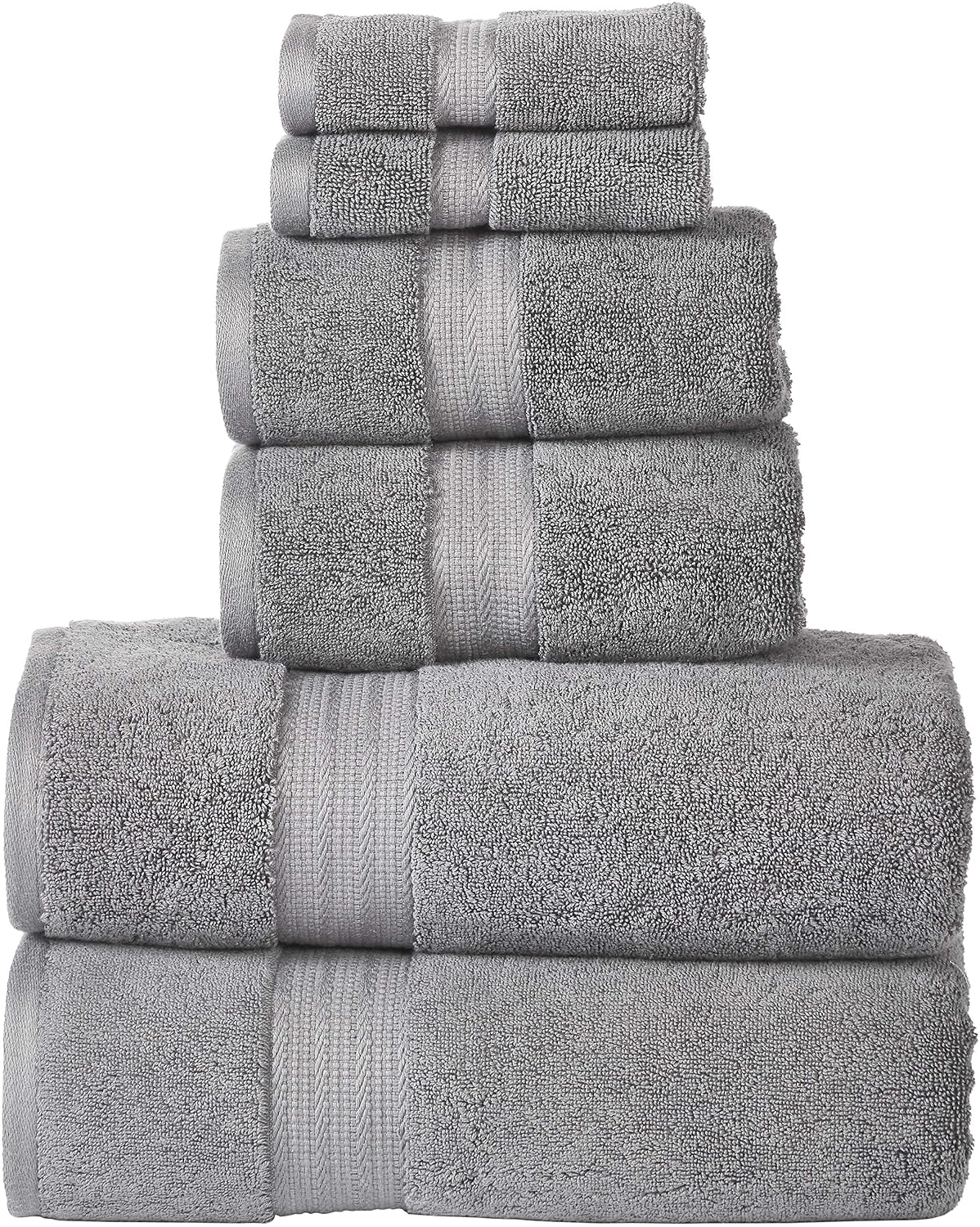 Senses By Riba 2 Bath + 2 Hand & 2 Wash Cloth Towel 1800 Gsm | All Cotton Premium Hotel & Spa Quality, Highly Absorbent Towel (Charcoal Grey) - 6 Piece