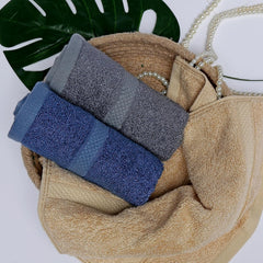 Velve 100% Bamboo Face Towel 600 Gsm | 2x Softer & Absorbent Than Cotton Towels | Skin Friendly With Non-Toxic Colors (Royal Blue, Beige & Grey)- Pack Of 3