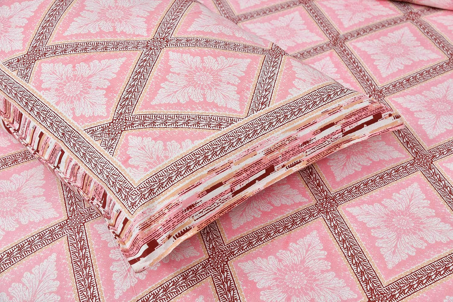 Jaipuri Bedsheet King Size With 2 Pillow Covers - 90 X 108 Inches, Orchid Pink | Luxurious Comfort & Breathability | Super Soft Breathable & Wrinkle Free