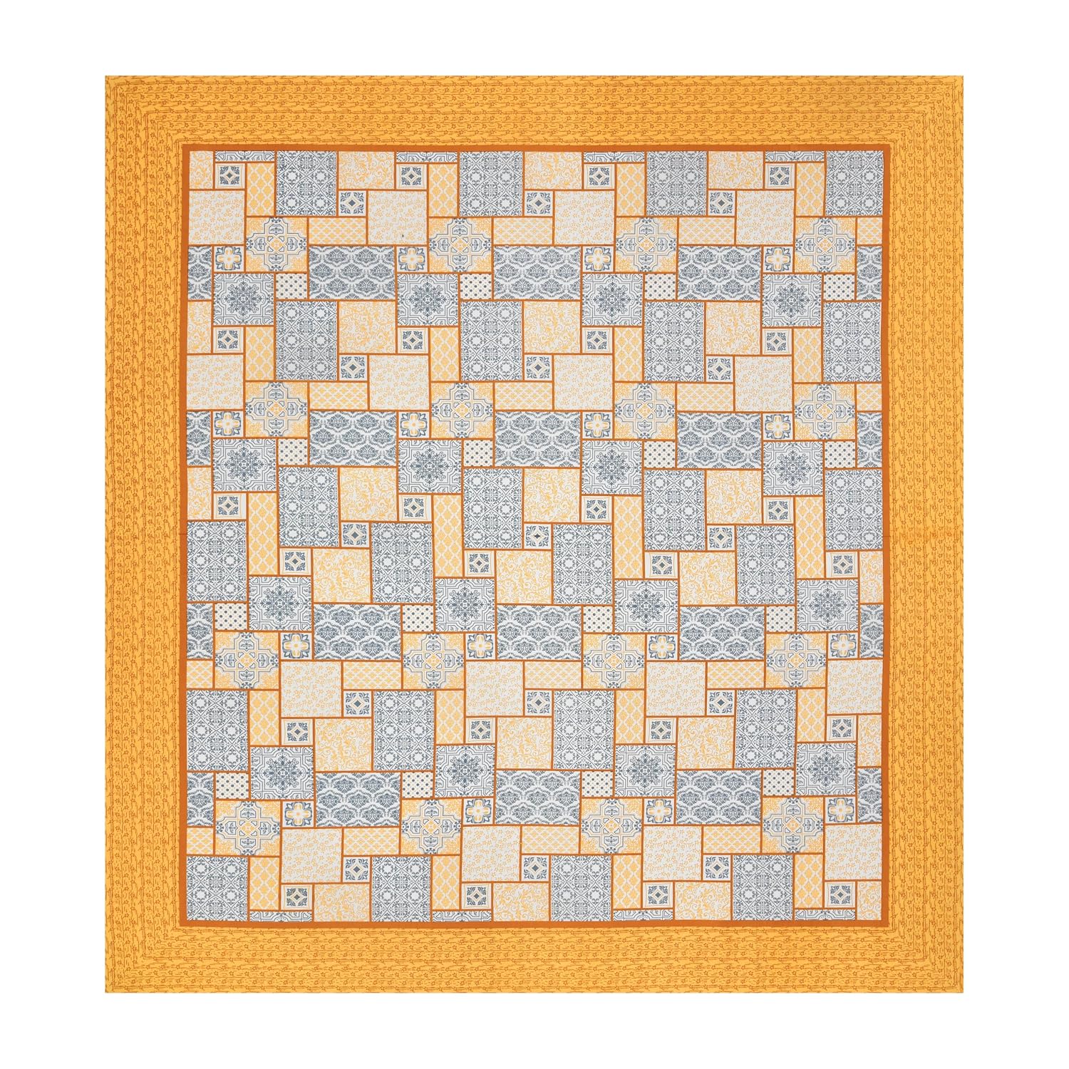 Traditional Rajasthani Cotton Bedsheet For King Size With 2 Matching Pillow Cover | 90 X 108 Inches, Mustard Yellow | Soft & Comfortable Fabric