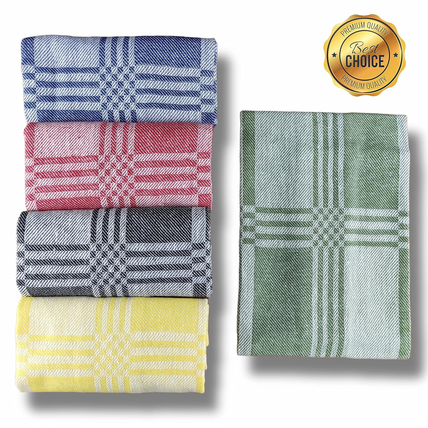 Sami Studios Kitchen Cotton Towels 400 Gsm | Highly & Absorbent For Kitchen Cleaning & Quick Drying Elegant Waffle Checks X-Large Towel (Set Of 5) -Multicolor
