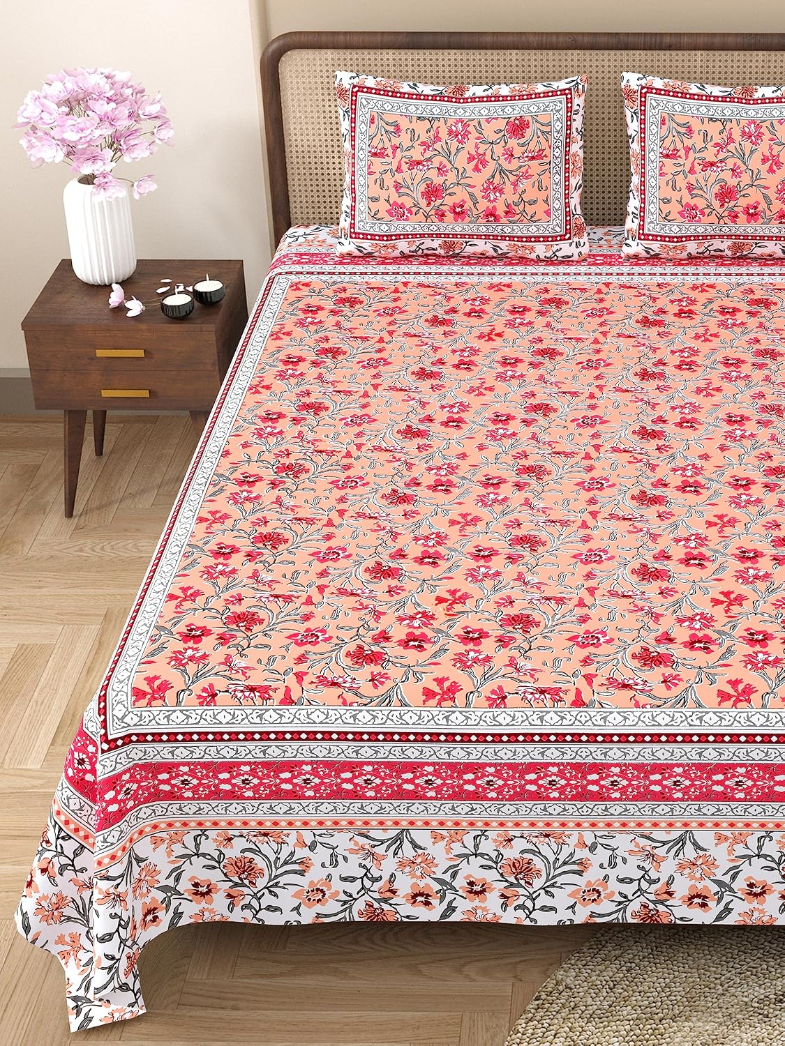 King Size Bedsheet With 2 Pillow Cover - 90 X 108 Inches, Multicolor | Light Weight & Easy To Wash At Home | Resistant For An All-Season Use