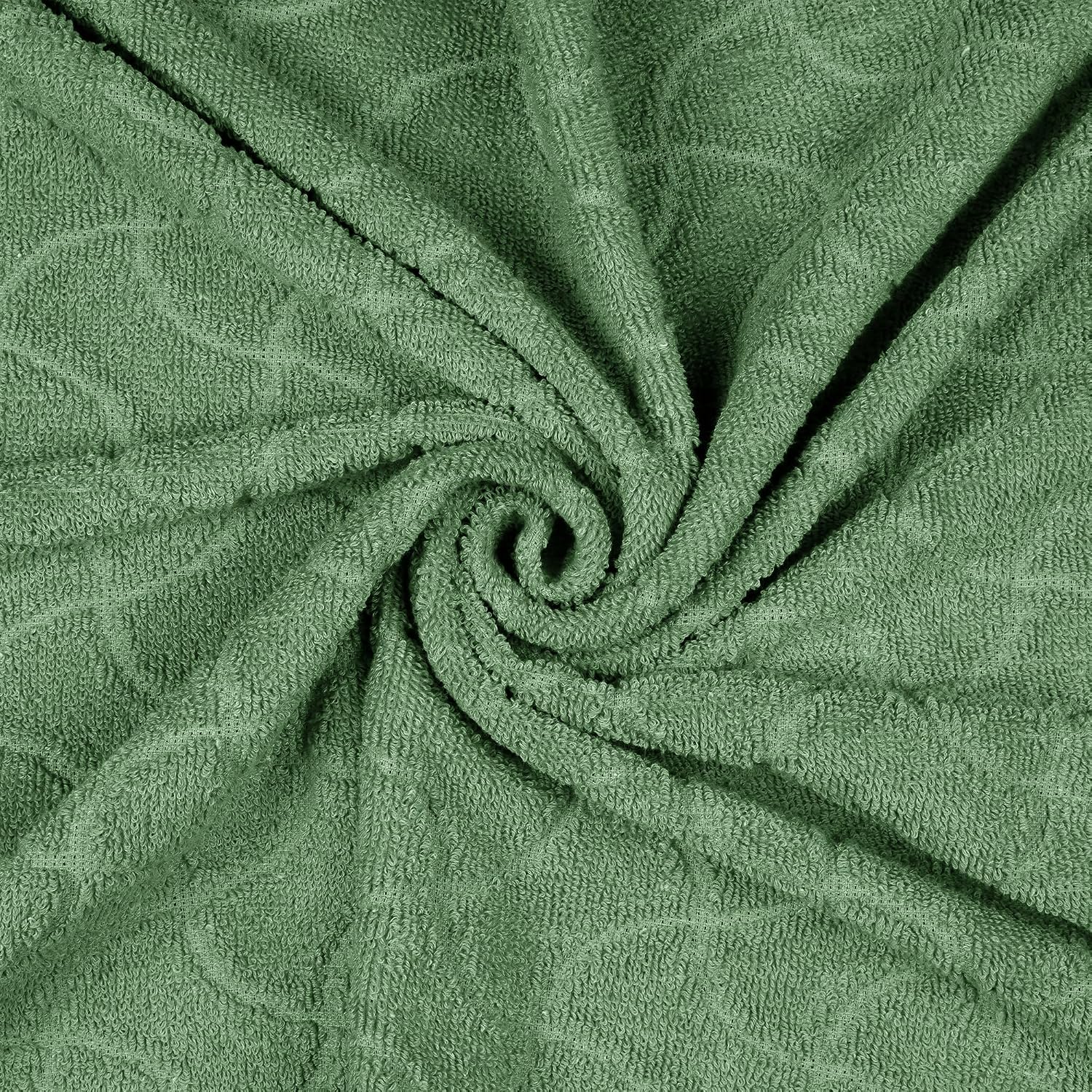 Story@Home Bath Towels Large Size 400 Gsm Set Of 2 Quick Dry Bath Towel, Jacquard Design Blue -Sage Green, Terry Cotton Bath Towels