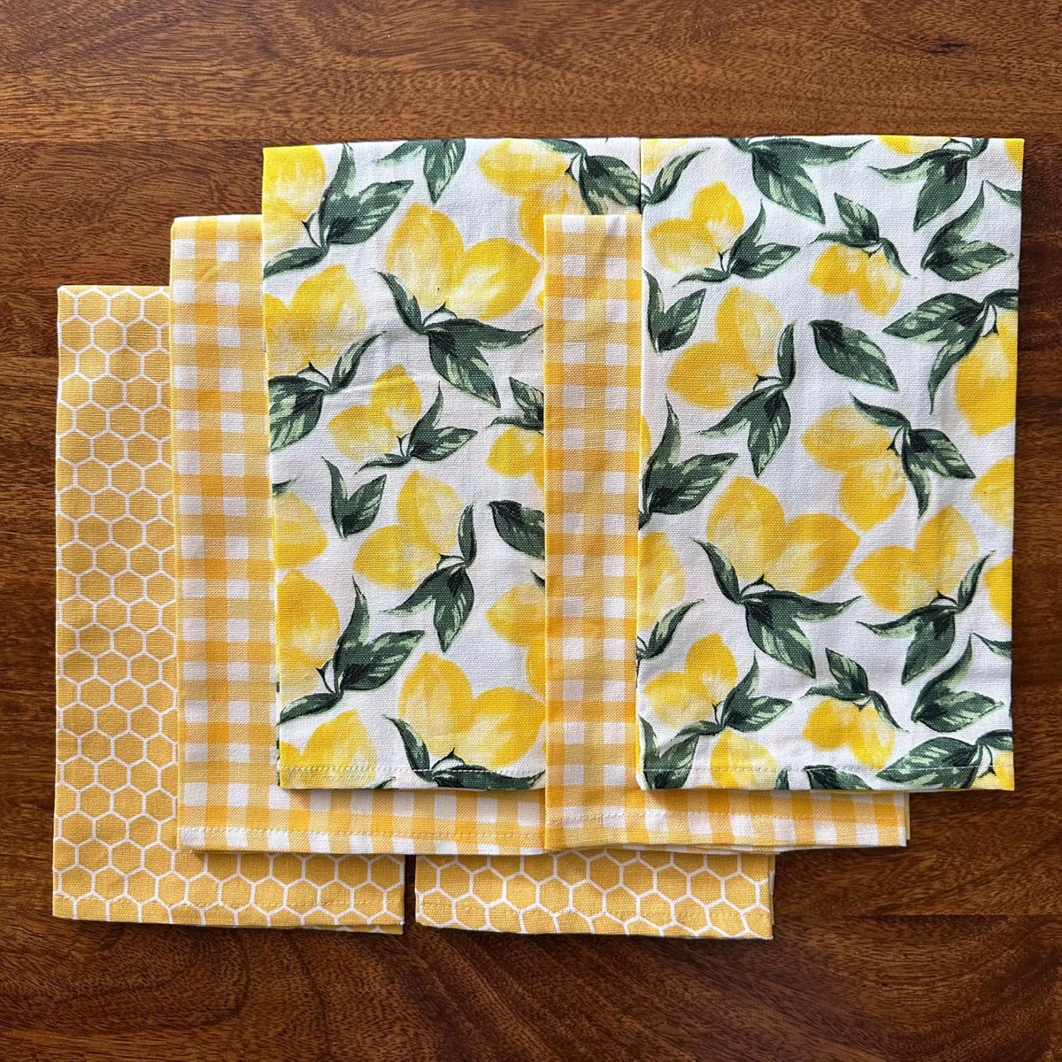 Oak & Lily 100% Cotton Kitchen Napkins Dish Towels 450 Gsm | Premium European Quality Washable, Large Size Kitchen Cloth For Roti, Cleaning, Drying | Yellow (Set Of 6)