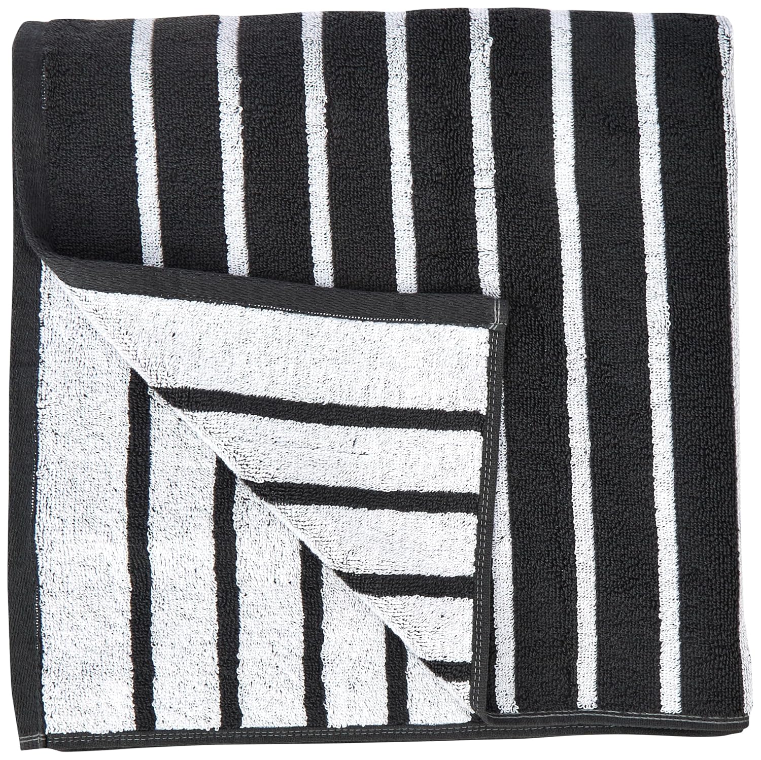 Home Centre Color Refresh Essence Cotton Striped Bath Towel 300 Gsm (Grey)
