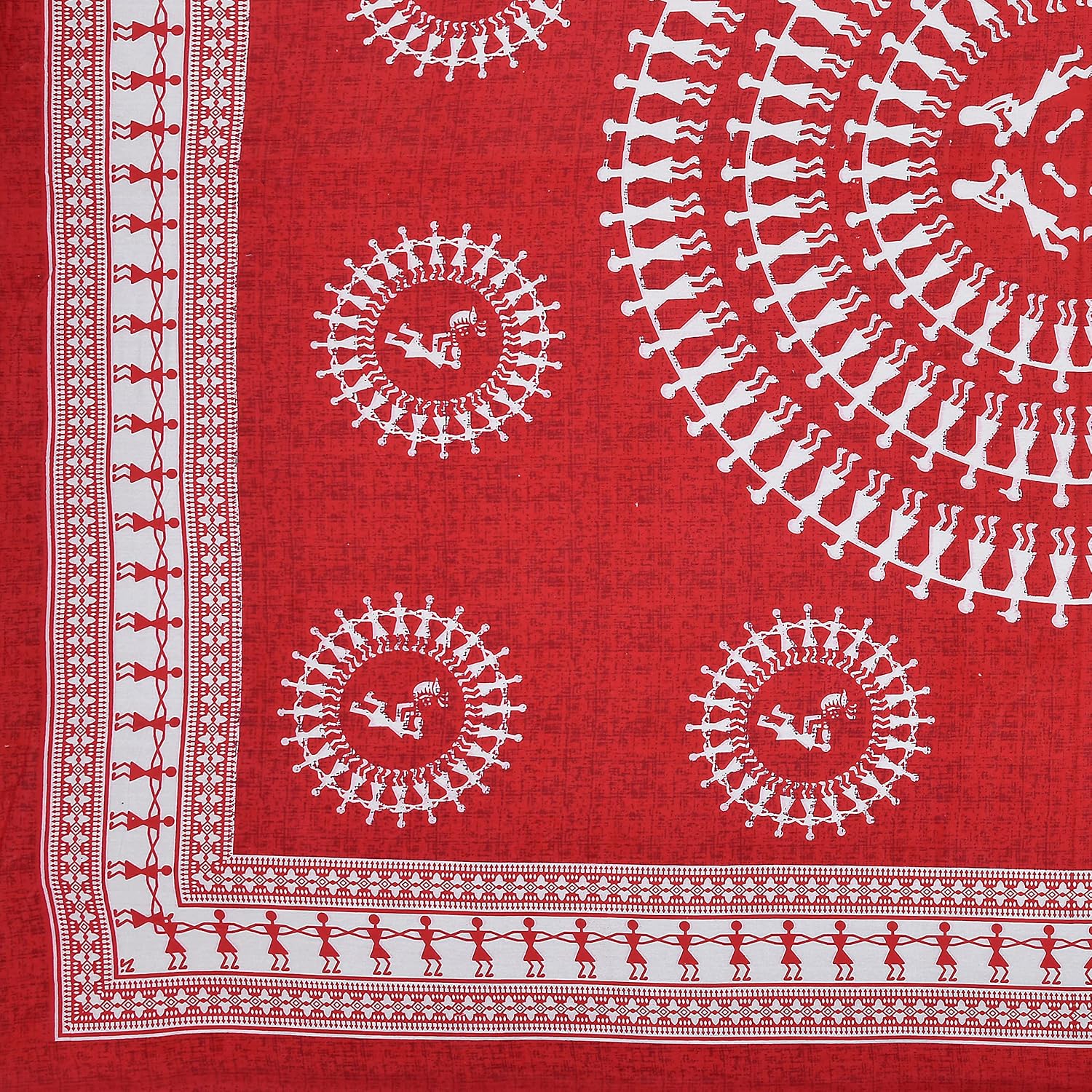 Printed Double Bedsheets For King Size With 2 Pillow Covers - 90 X 100 Inches, Red & White | Comfort Jaipuri Collection Bedsheet - Suitable For All Seasons