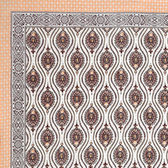 Pure Cotton King Size Bedsheet 2 Matching Pillow Covers | 100x108 Inches, Brown & Orange | Traditional Jaipuri Printed Bedsheet | Ideal Wedding Gift, Housewarming, Special Occasion Surprise