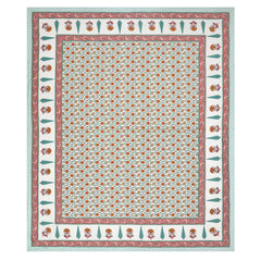 Double Bedsheet For King Size With 2 Matching Pillow Covers (90 X 108 Inches) Green & Red | Pure Cotton Jaipuri Bedsheet | Cotton Bedsheet Is Suitable For All Seasons