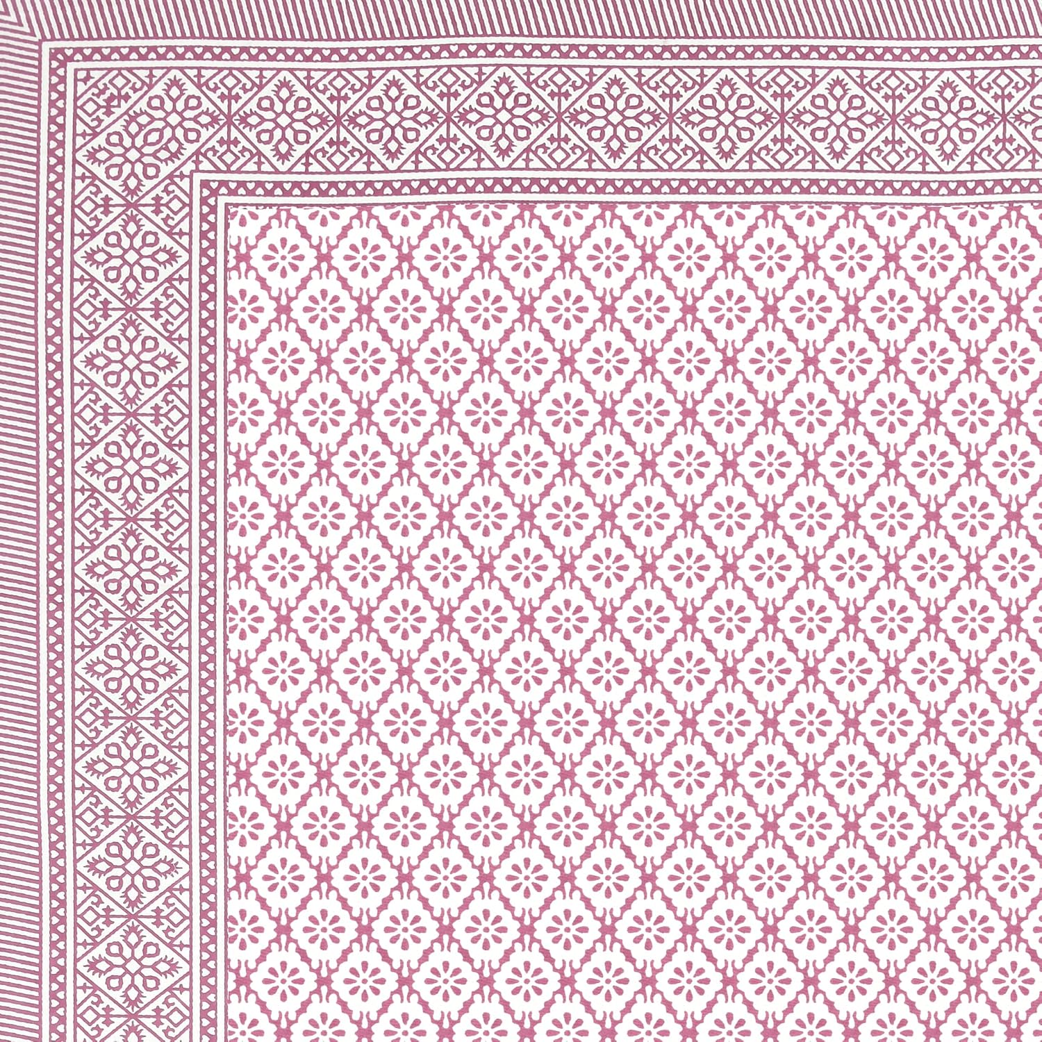 Pure Cotton King Size Bedsheet 2 Matching Pillow Covers | 100x108 Inches, Pink & White | Traditional Jaipuri Printed Bedsheet | Ideal Wedding Gift, Housewarming, Special Occasion Surprise