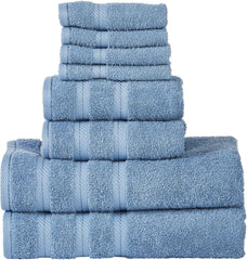 Senses By Riba 2 Bath + 2 Hand + 4 Face Cloths Towel 1.6 Kg (Blue) - Pack Of 8