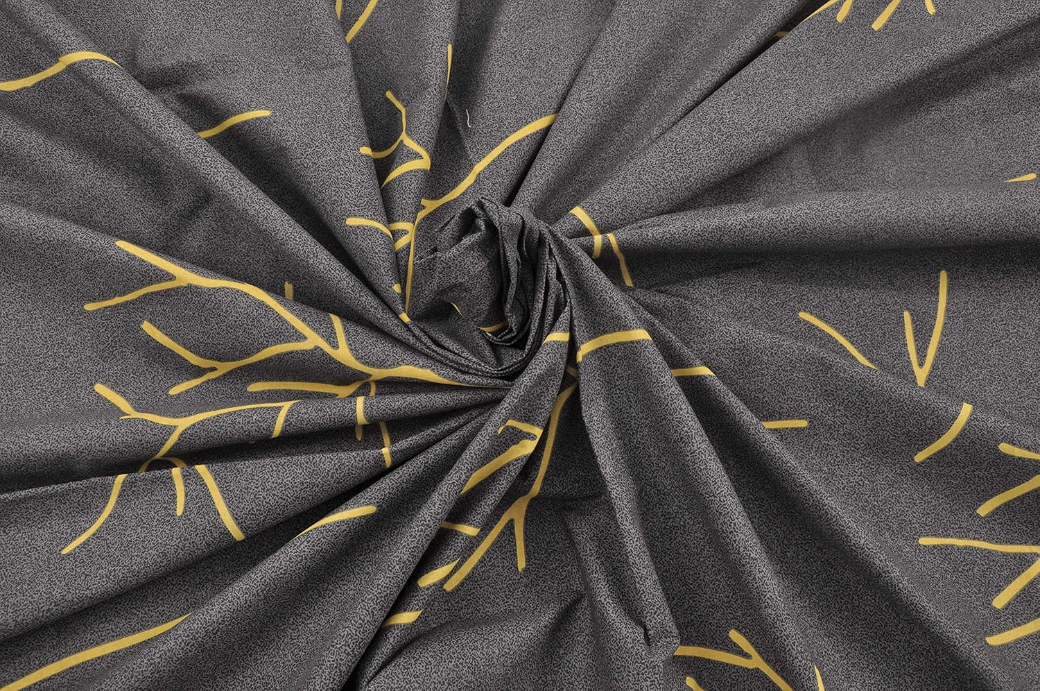 1 King Size Bedsheet With 2 Pillow Covers - 108 X 110 Inches, Grey & Yellow | Skin Friendly Fabric With Vibrant Colors | Beautiful Bedsheets