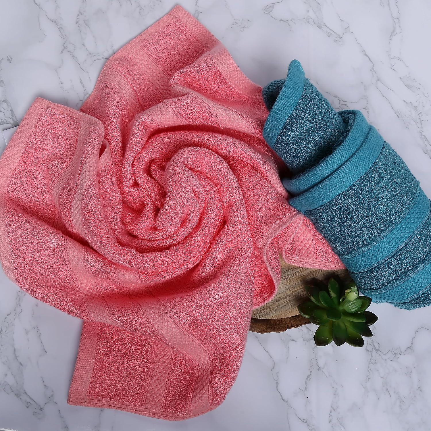 Velve 100% Bamboo Face Towel 600 Gsm | 2x Softer & Absorbent Than Cotton Towels | Skin Friendly With Non-Toxic Colors (Teal & Pink)- Pack Of 2