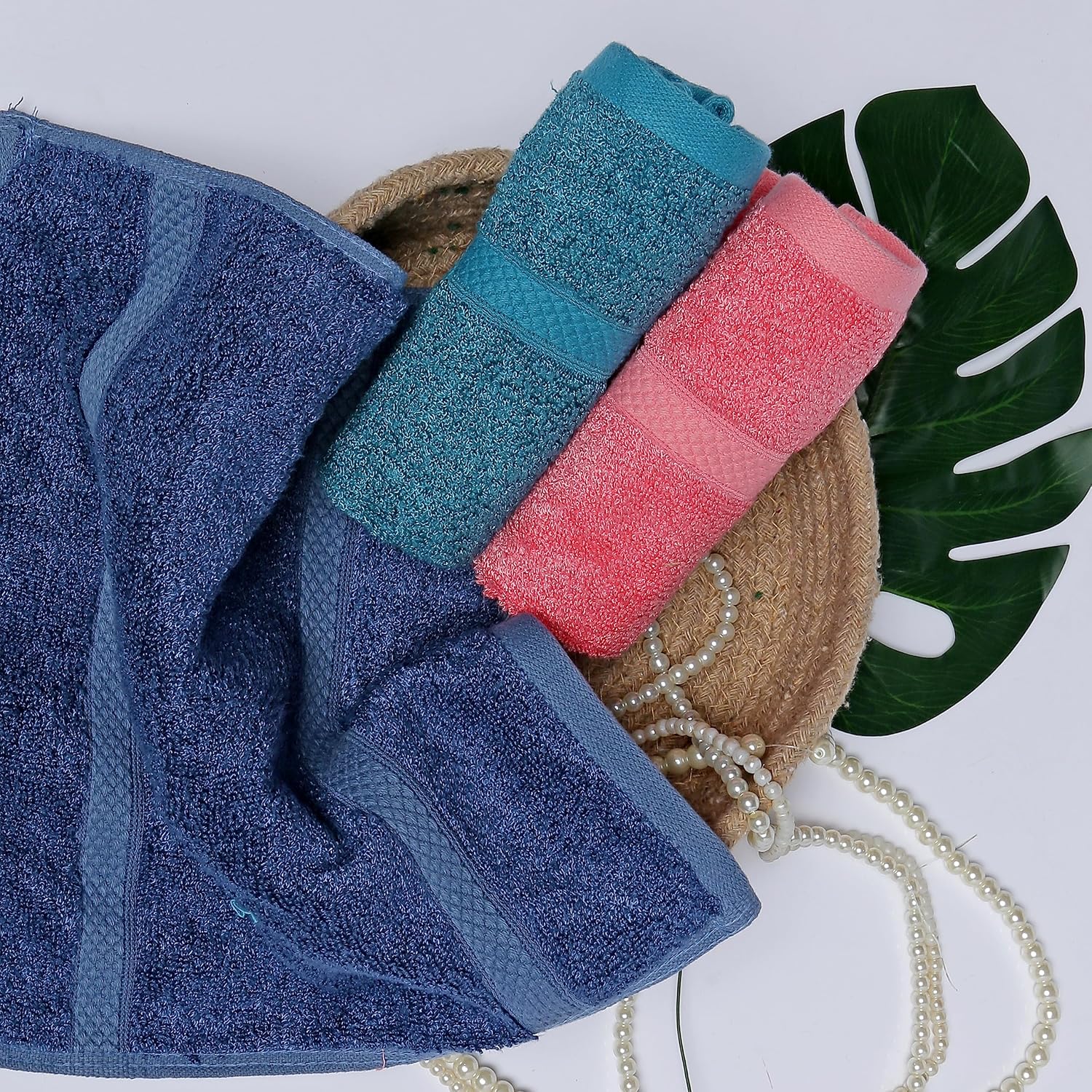 Velve 100% Bamboo Face Towel 600 Gsm | Ultra Soft, Absorbent & Quick Dry Towel For Facewash, Gym, Travel Towel - Teal, Royal Blue & Pink (Set Of 3)