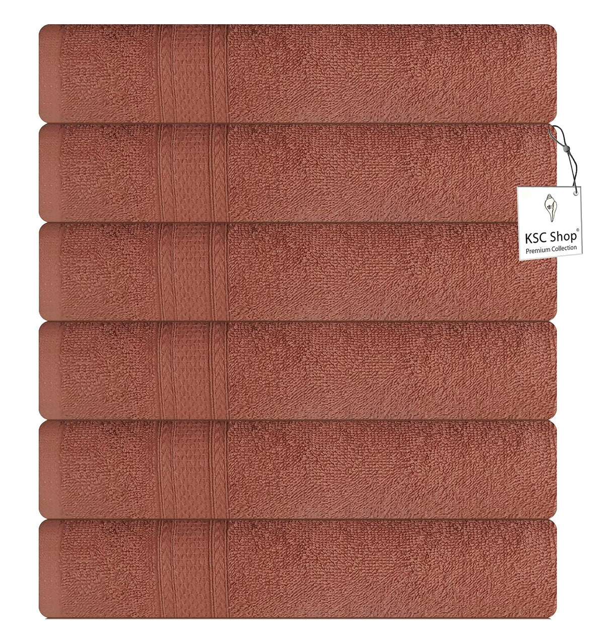 Ksc Shop Royal Cotton Hand Towel 750 Gsm - Set Of 6 (Brown)