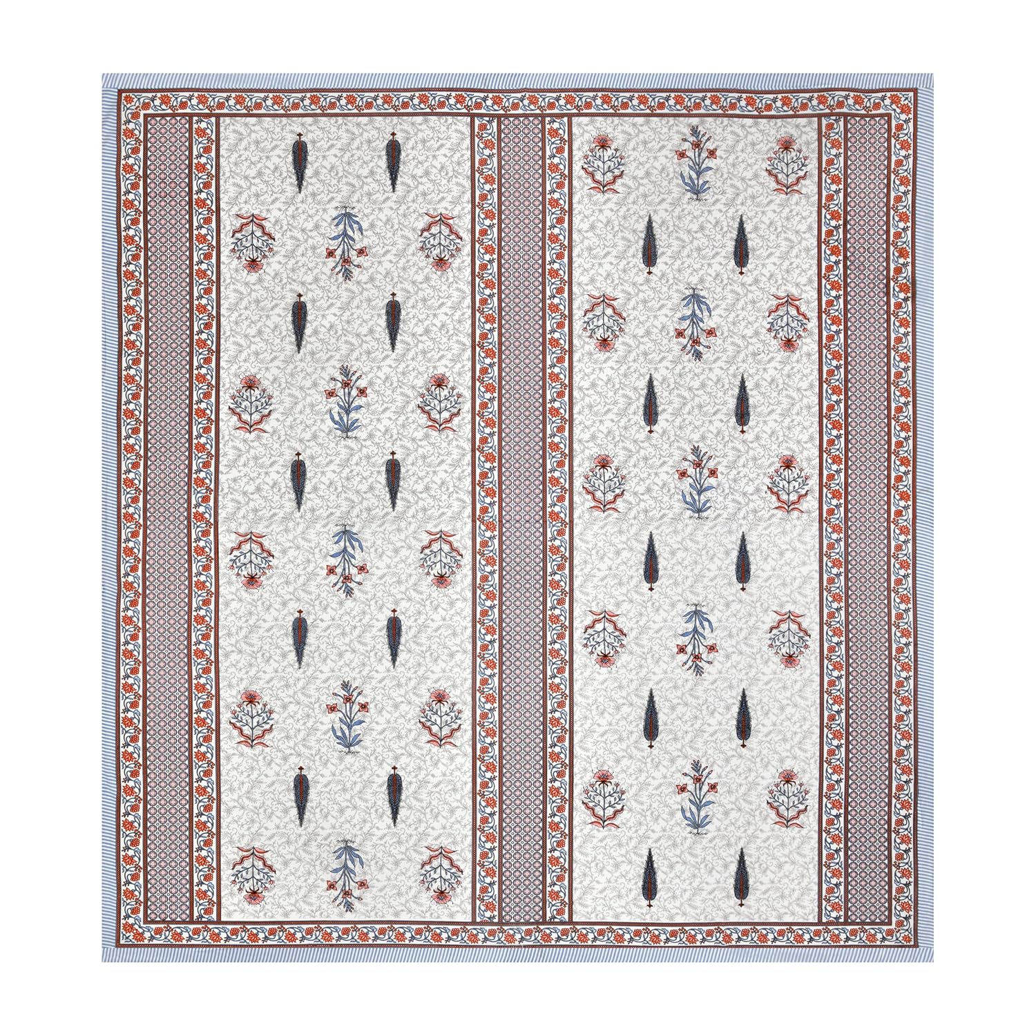 Sanskriti Bedsheet For Double Bed King Size With 2 Pillow Cover - 90 X 108 Inches, White & Orange | Soft, Durable & Stylish | Breathable & Skin-Friendly