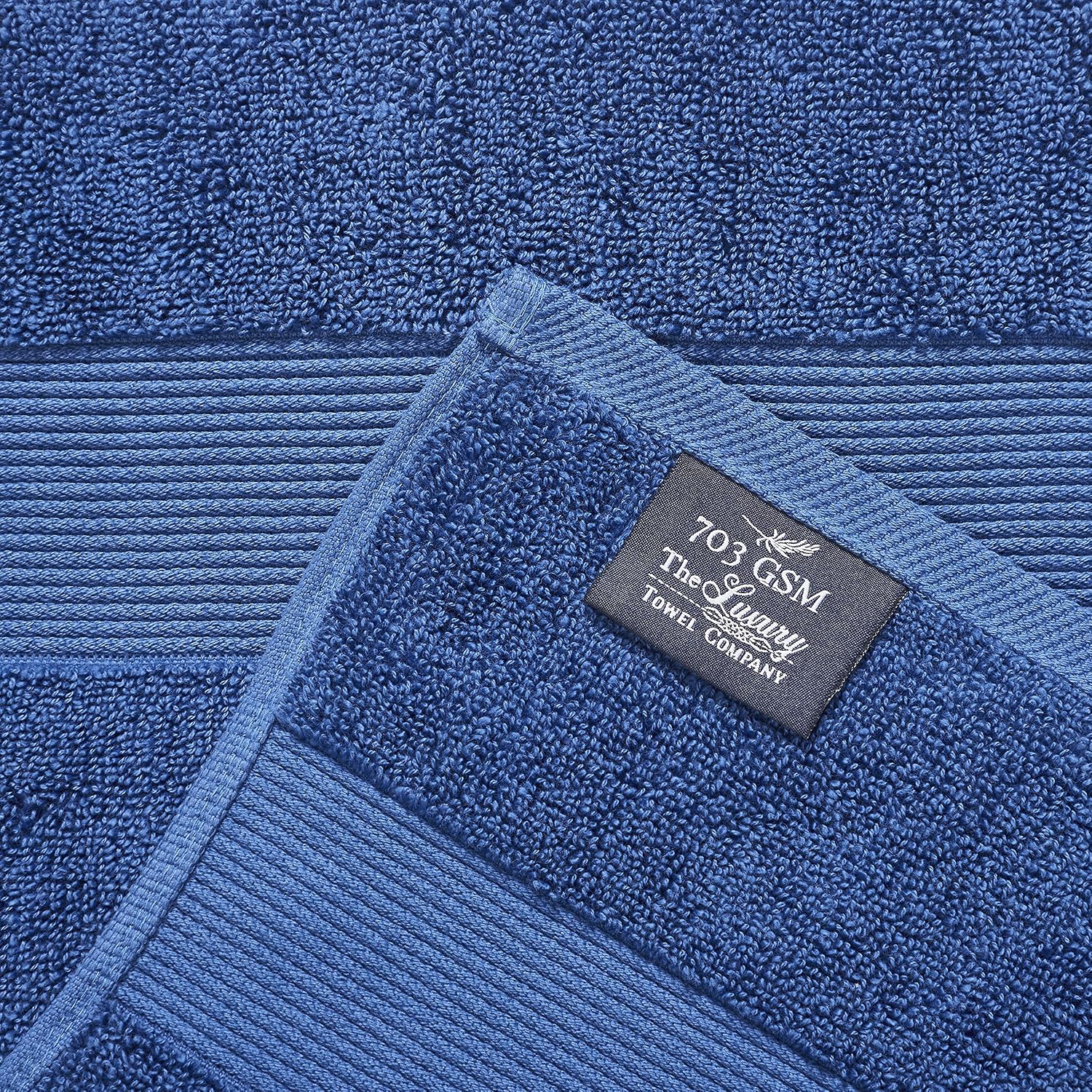Senses By Riba Cotton Towel Bath, Hand & Wash 703 Gsm | All Cotton Zero Twist Premium Hotel & Spa Quality Highly Absorbent | Pack Of 6 (Navy)