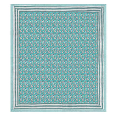Bedsheet For Queen Bed With 2 Pillow Covers - 90 X 108 Inches, Aqua Blue | Pure Cotton Traditional Jaipuri Printed | Ideal For Both Everyday Use & Special Events