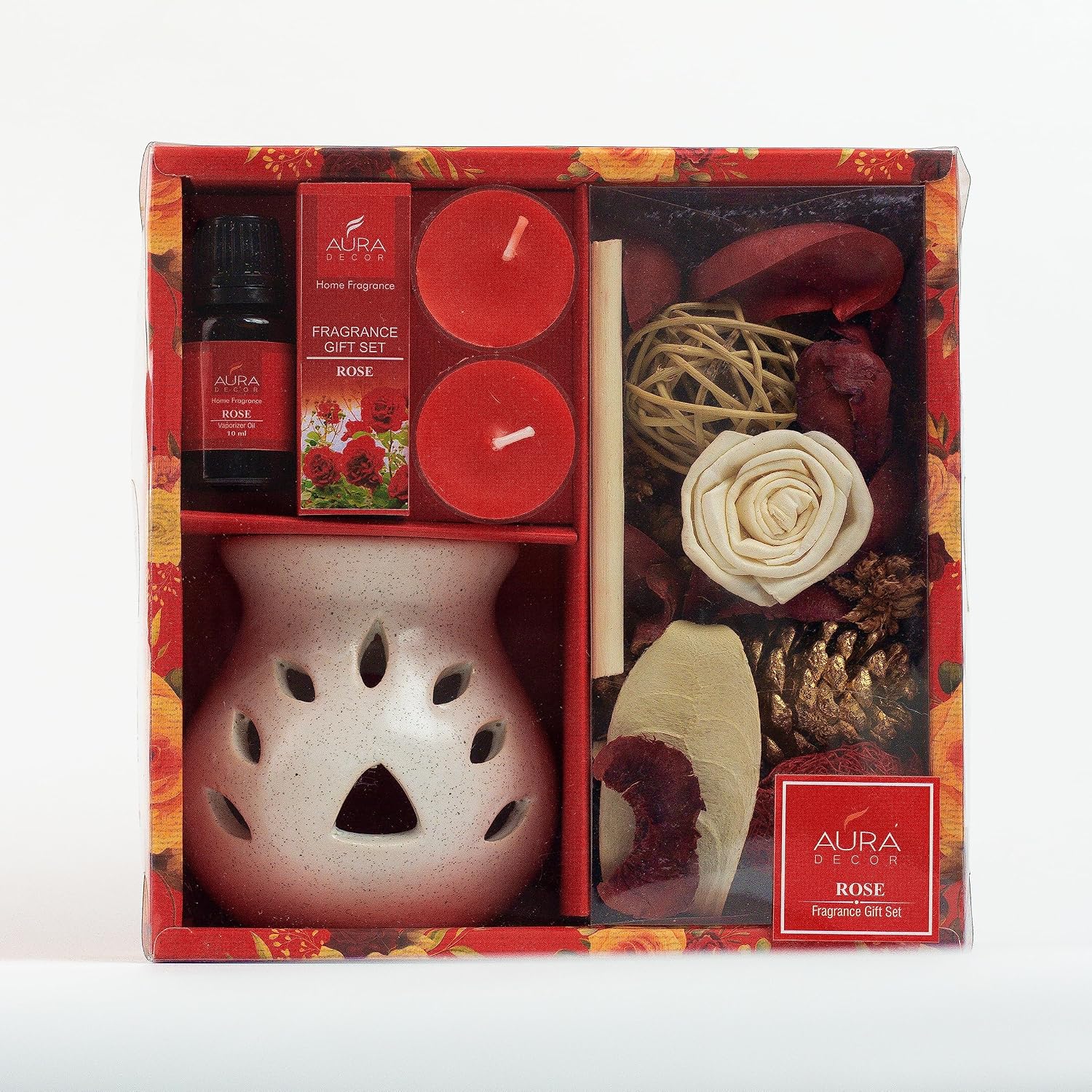 ENGLISH ROSE TEALIGHT CANDLES | AROMATHERAPHY DIFFUSER GIFT SET FOR DIWALI